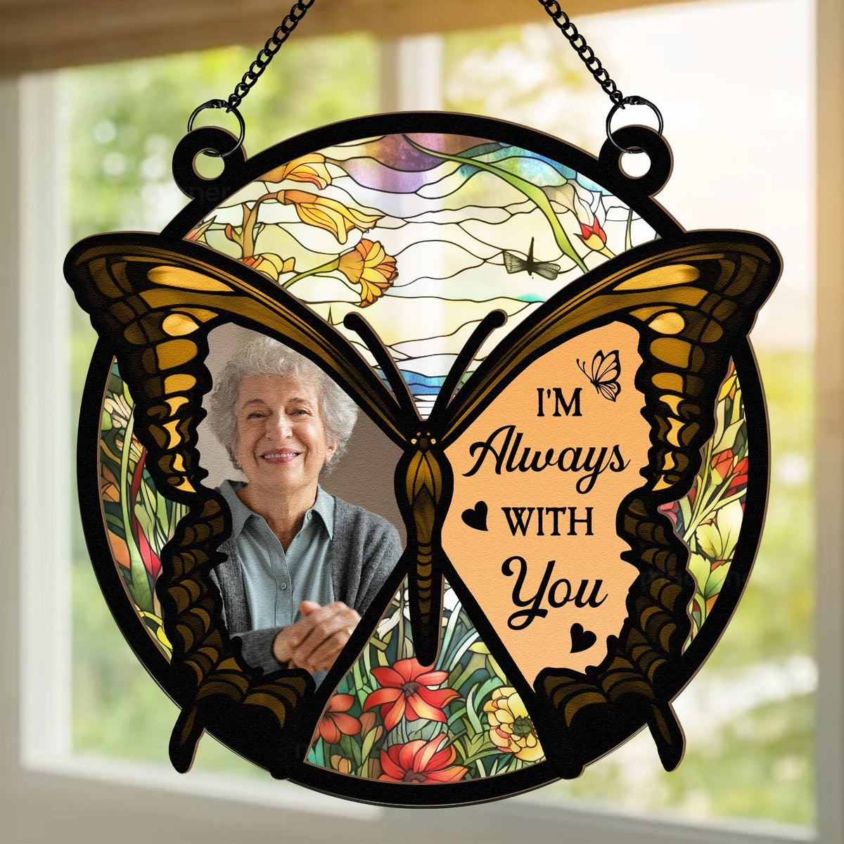 Butterfly I'm Always With You - Personalized Window Hanging Suncatcher Ornament