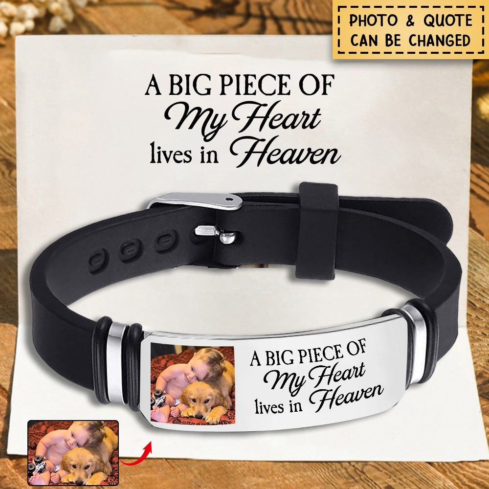 Custom Photo - Memorial Gift For Family, Pet - Personalized Engraved Bracelet