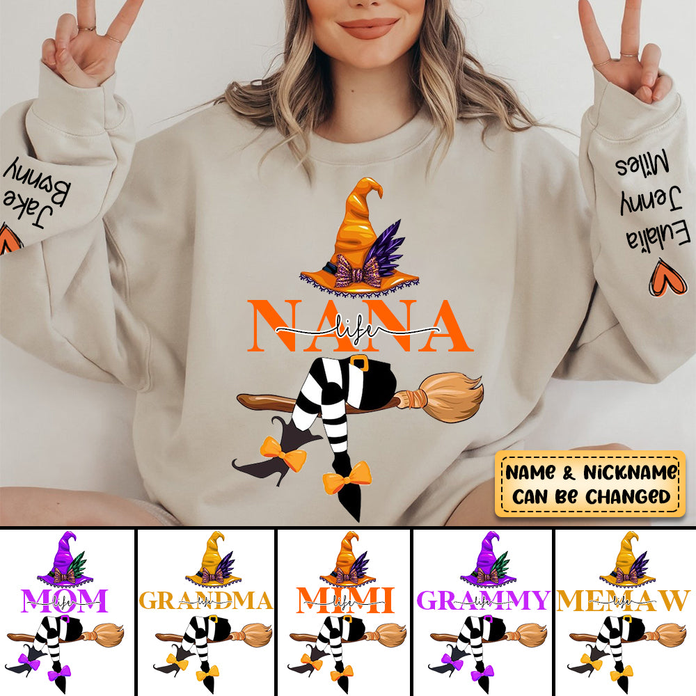 Halloween Personalized Grandma/Mom Life Witch Sweatshirt