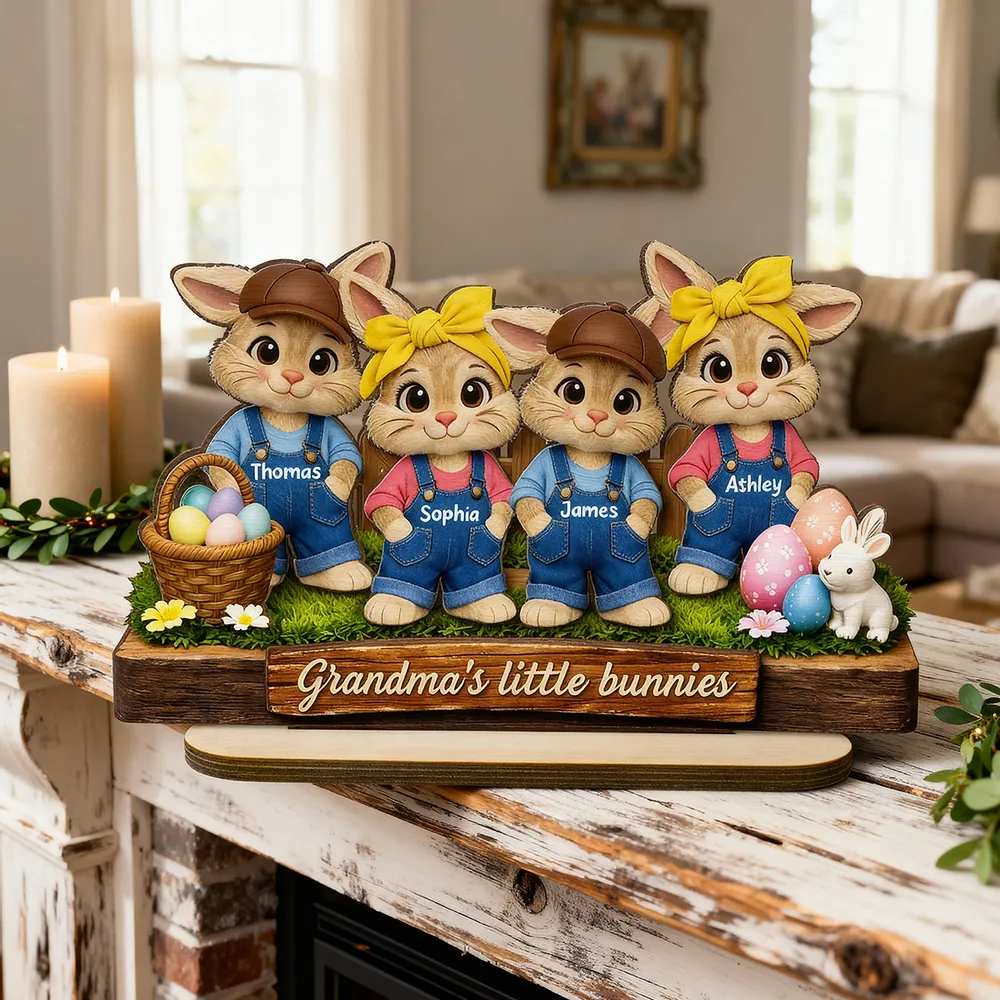 Grandma's Little Bunnies - Personalized Wooden Plaque - Easter Gift for Grandma