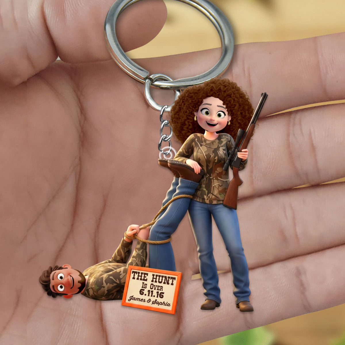 Hunting Couple Keychain - Personalized Gifts For Couple Keychain