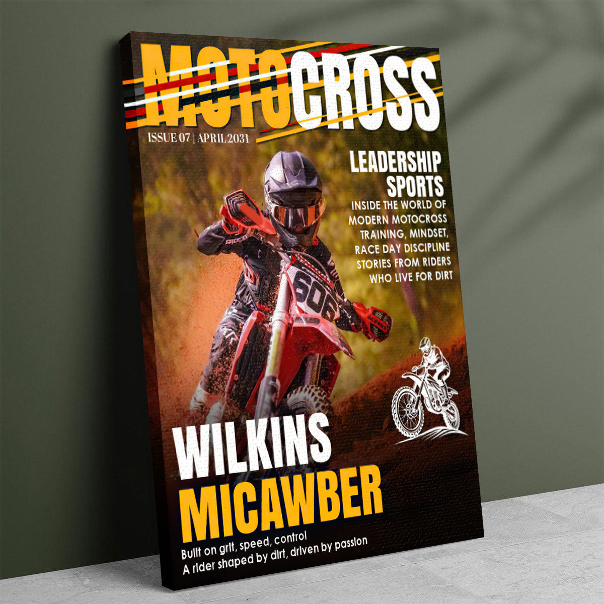 Personalized Motocross Magazine Cover Poster, Gift for Motocross Lovers, Custom Dirt Bike Rider Photo Gift