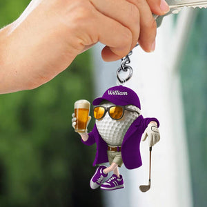 Personalized Beer Golf Keychain For Golf Lovers