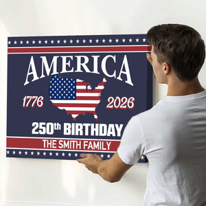 America 250th Birthday 1776-2026 Personalized Canvas Poster
