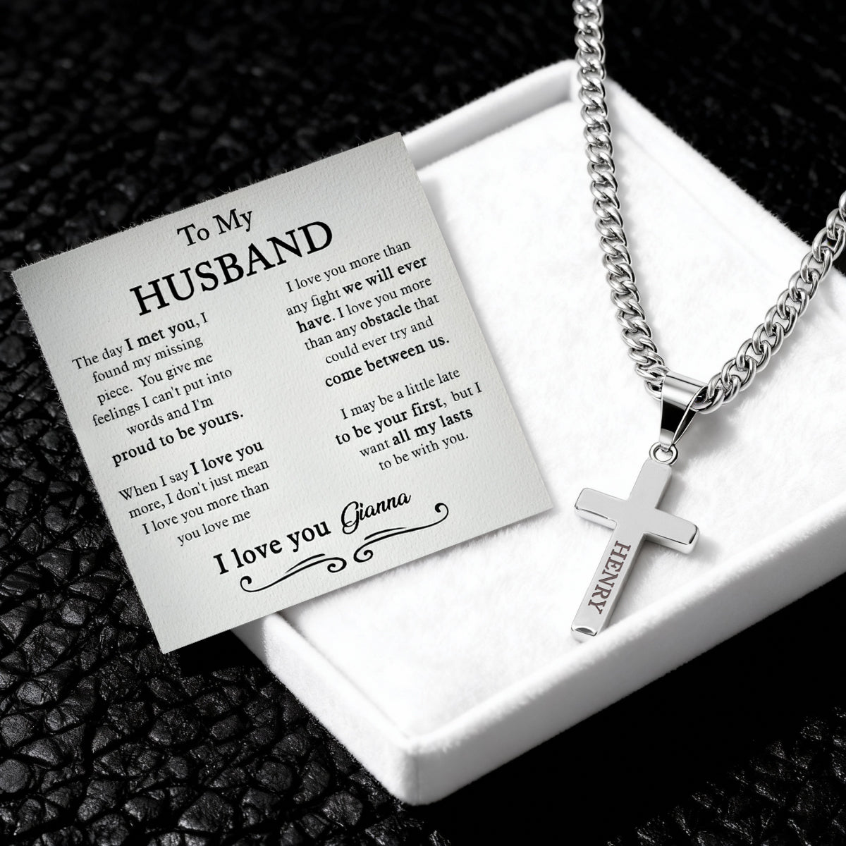 The Day I Met You I Found My Missing Piece - Personalized Cross Necklace With Card