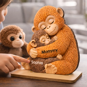 Mother Monkey & Children, Baby Monkey Punch - Personalized Wooden Plaque