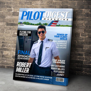 Pilot Digest Magazine Cover Canvas, Custom Pilot Magazine Cover Photo, Unique Gift For Pilot, Pilot Digest Gift