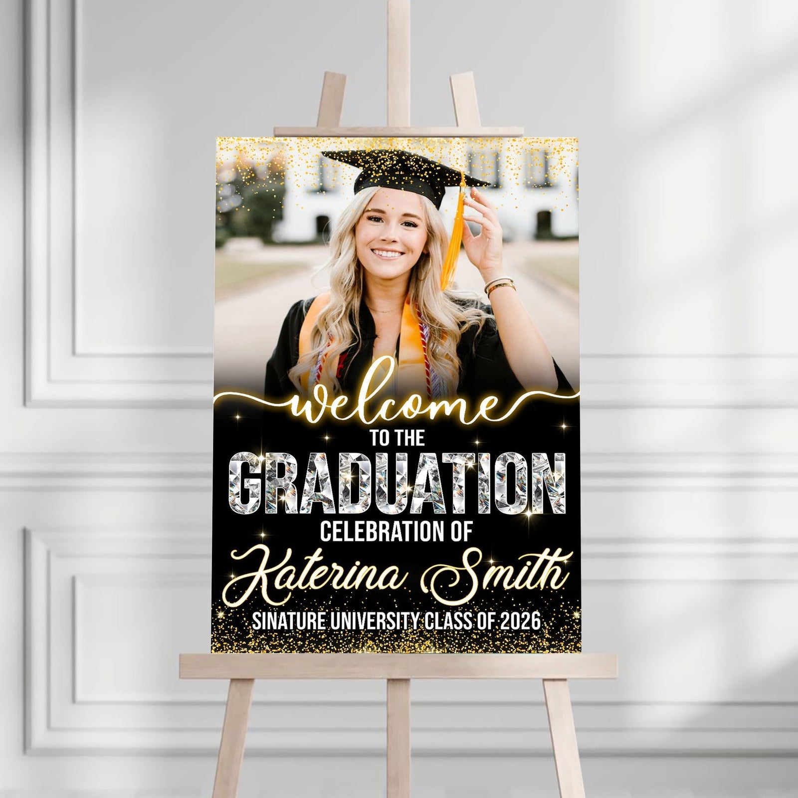 Custom Photo Grad Party Canvas Sign - Personalized Graduation Decoration Canvas
