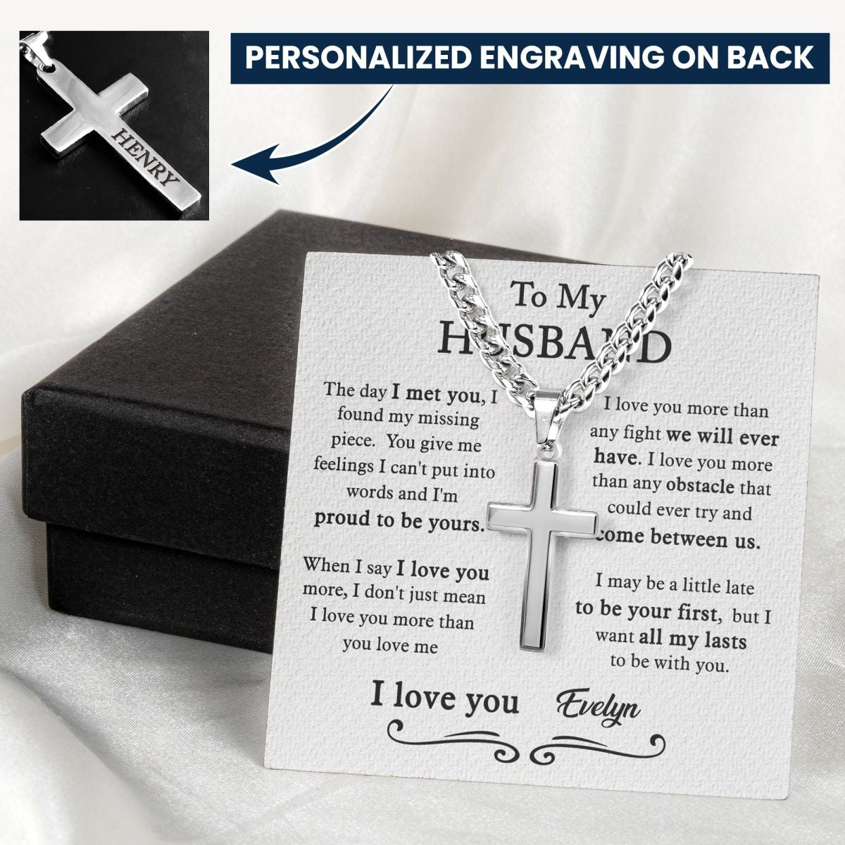 The Day I Met You I Found My Missing Piece - Personalized Cross Necklace With Card