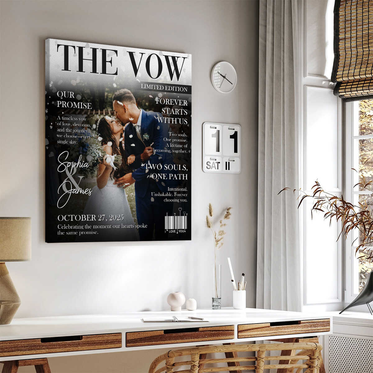 The Vow Magazine Cover, Custom Wedding Love Story Canvas, Romantic Couple Keepsake, Romantic Forever Gift