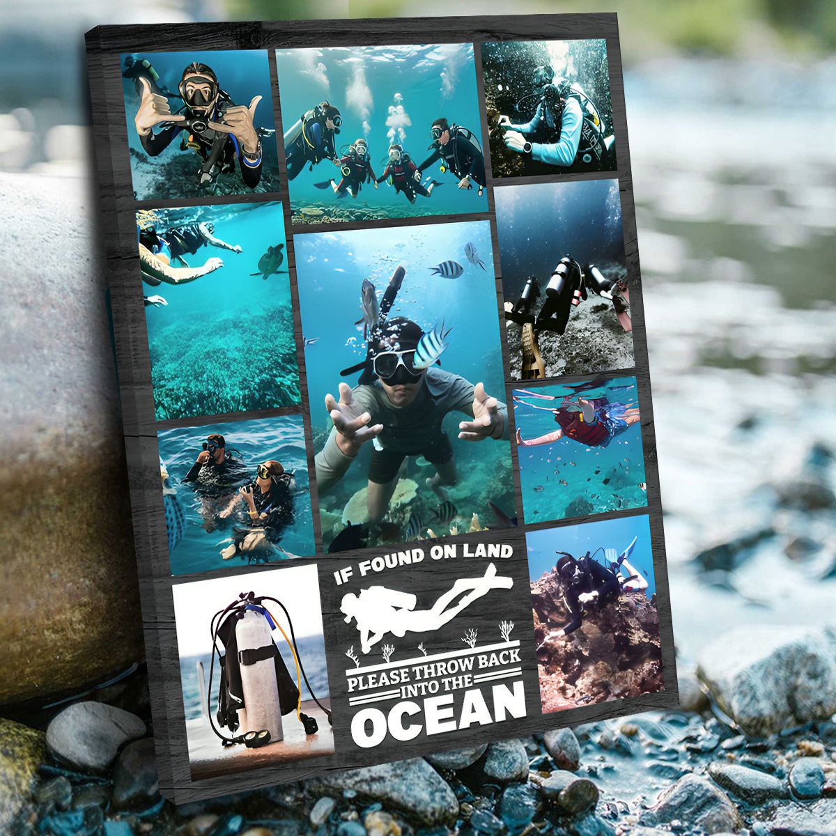 Personalized Scuba Diving Canvas, Custom Underwater Photo Collage