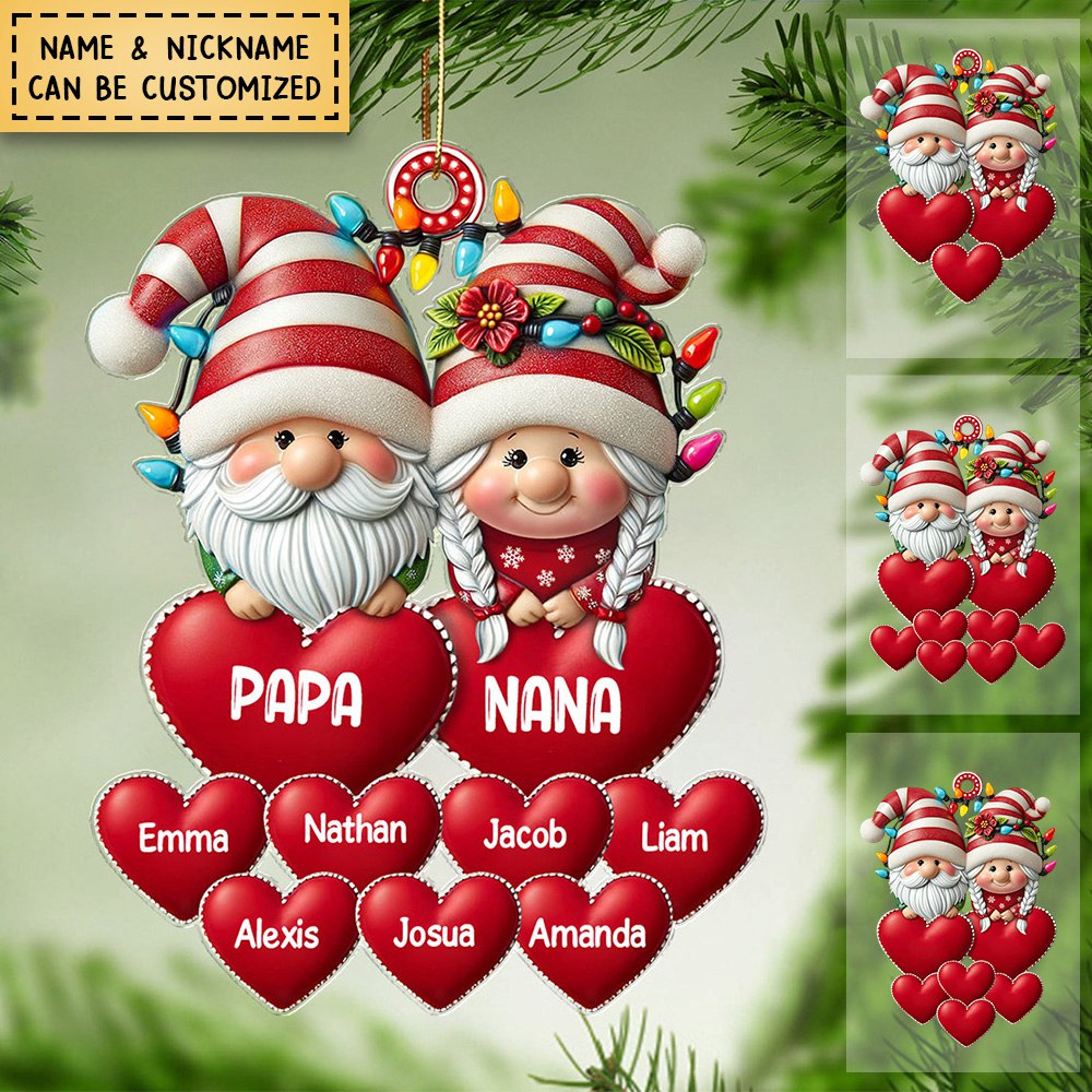 Christmas Grandma & Grandpa Mom & Dad With Heart Kids Personalized Acrylic Ornament