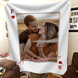 Upload Your Photo Playing Cards Blanket For Him And Her - Personalized Photo Gifts For Anniversary