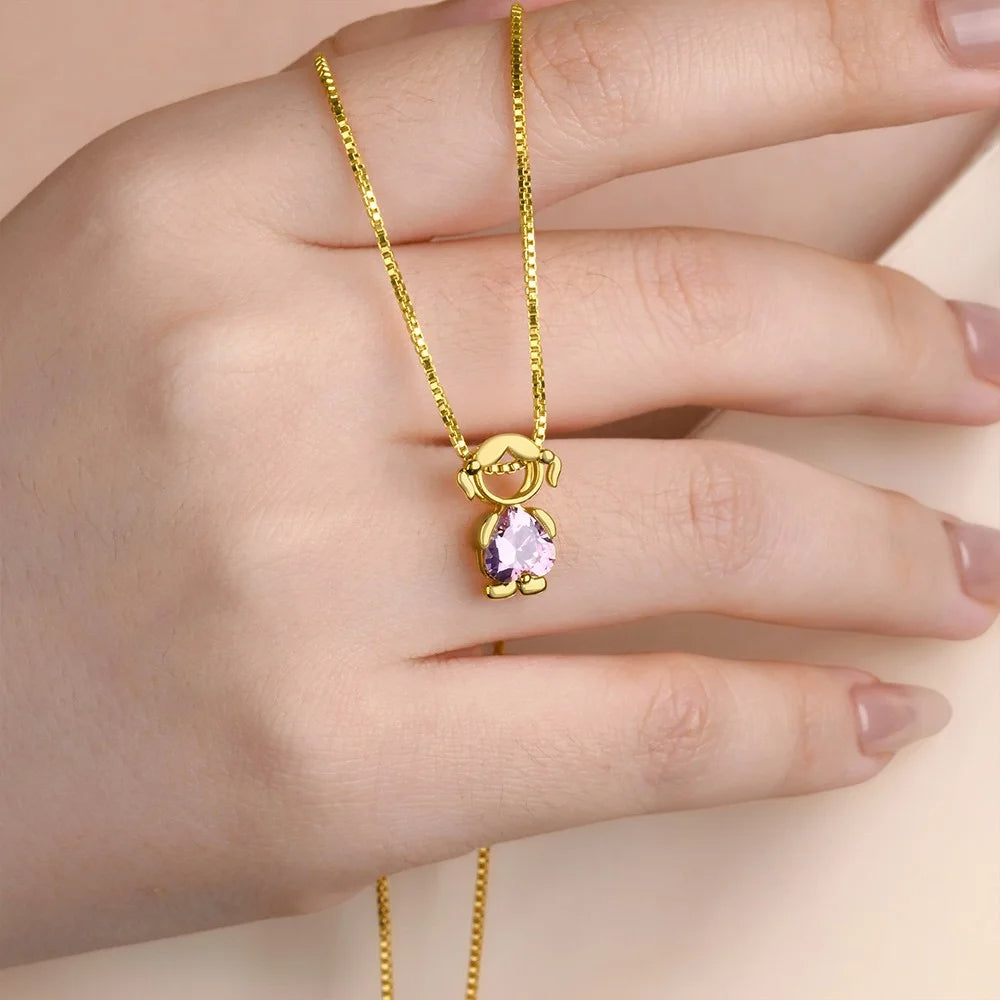 Personalized Boy Girl Charms Birthstone Mom Necklace