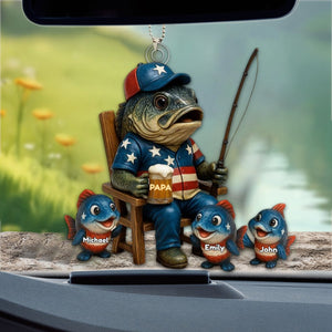 Personalized Hooked On Being Papa Fishing Dad Acrylic Ornament