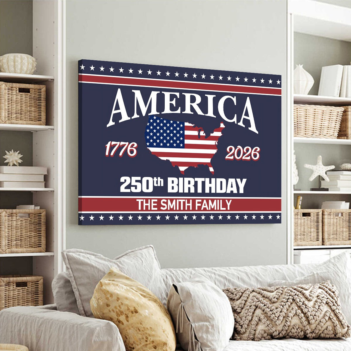 America 250th Birthday 1776-2026 Personalized Canvas Poster