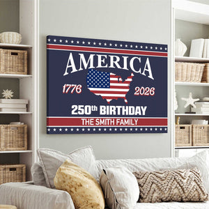 America 250th Birthday 1776-2026 Personalized Canvas Poster