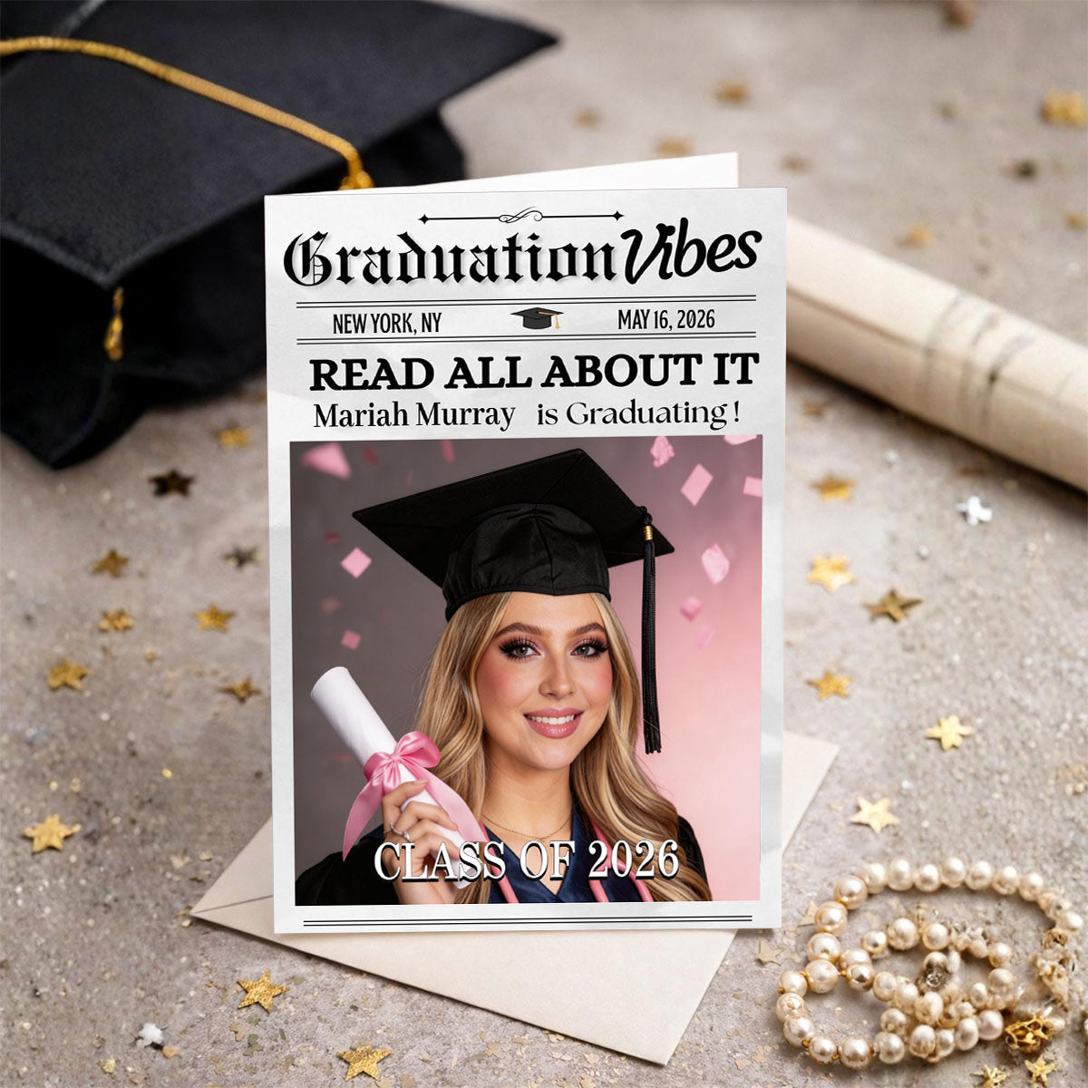 Graduation Announcement 2026 Graduation Party Invitation, Personalized Printed Graduation Newspaper