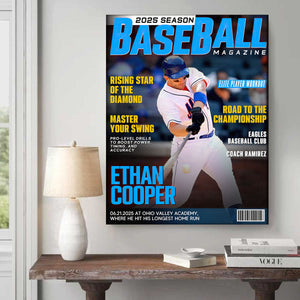Personalized Baseball Magazine Cover, Custom Sport Magazine Cover, Baseball Player Gift, Unique Gifts For Baseball Player, Baseball Gifts
