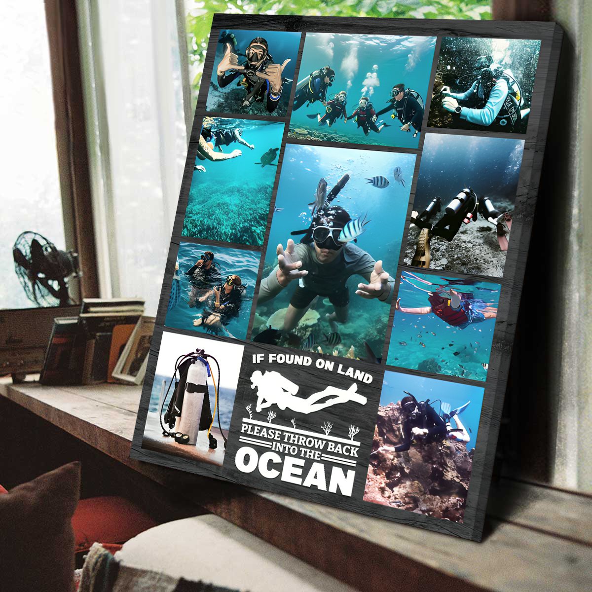 Personalized Scuba Diving Canvas, Custom Underwater Photo Collage