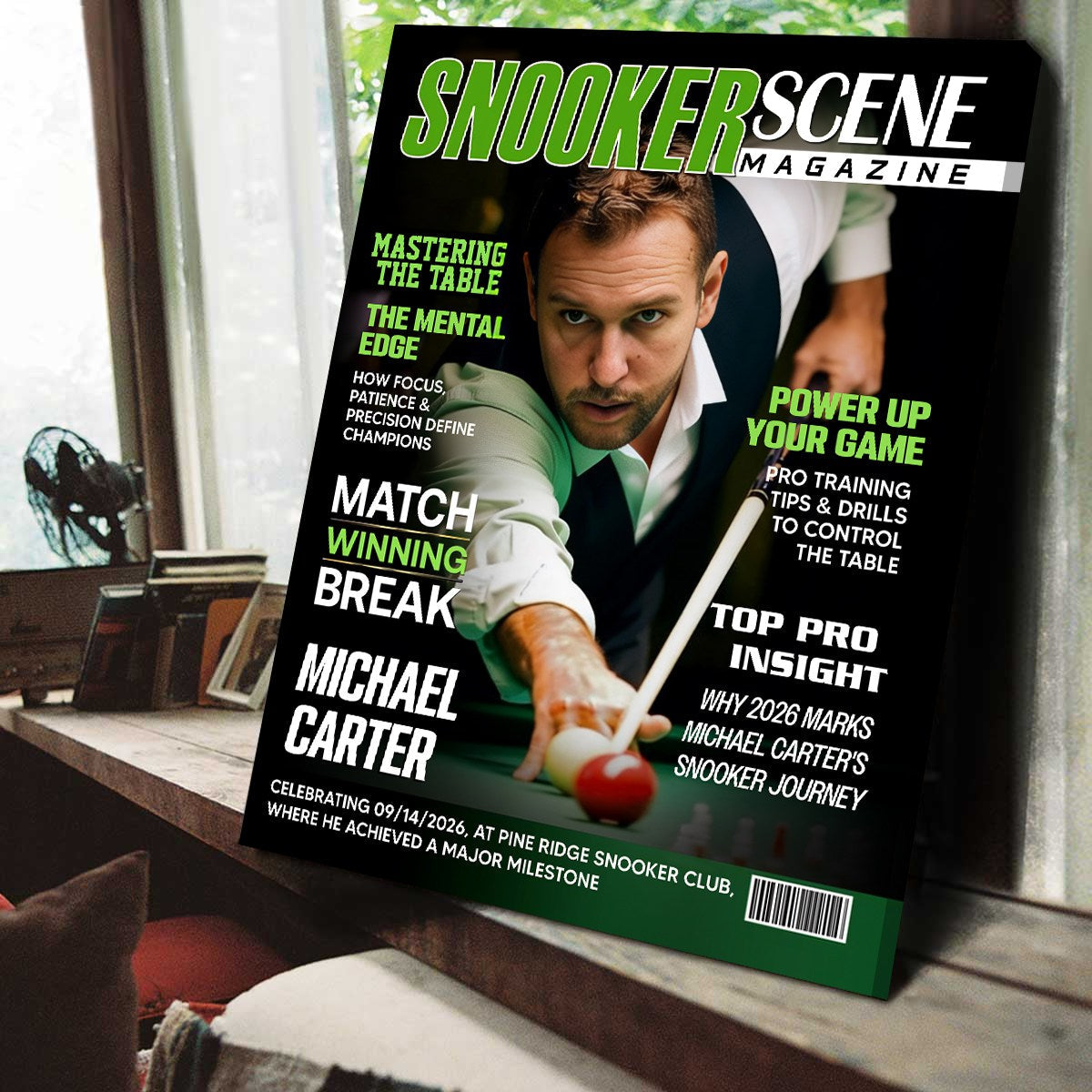 Billiards Lover Magazine Cover Canvas, Personalized Snooker Player Photo, Custom Snooker Achievement Gift, Billiards Lover Gift