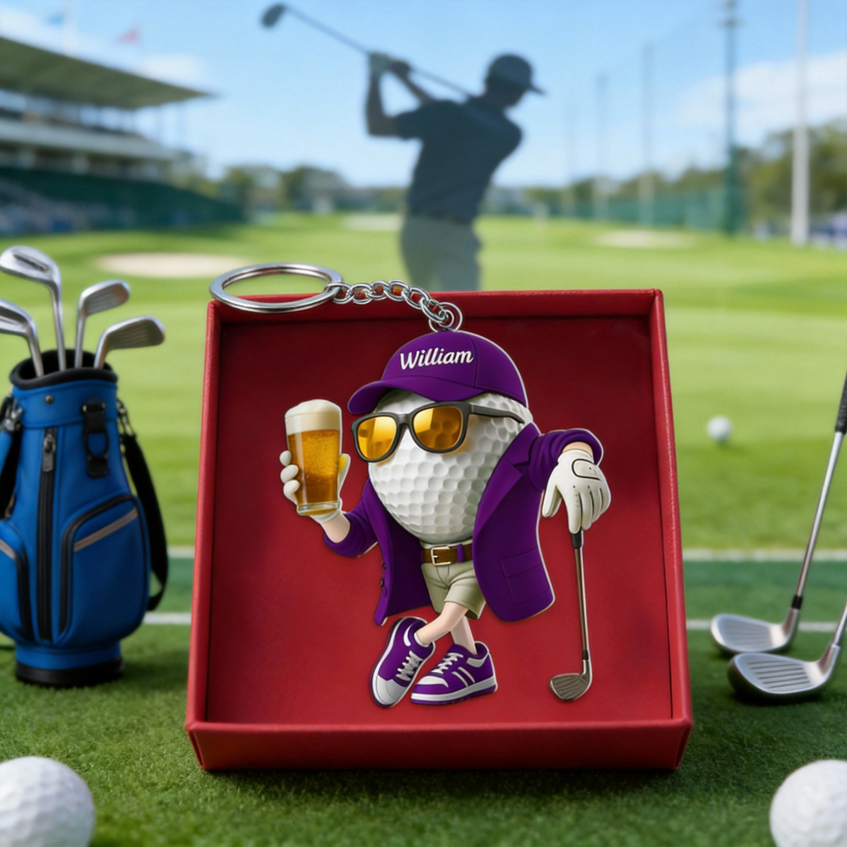 Personalized Beer Golf Keychain For Golf Lovers