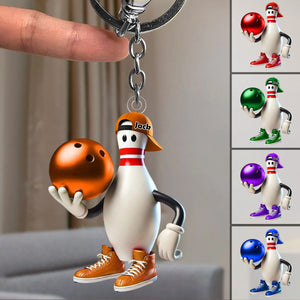 Personalized Bowling Acrylic Keychain, Gift For Bowling Lover
