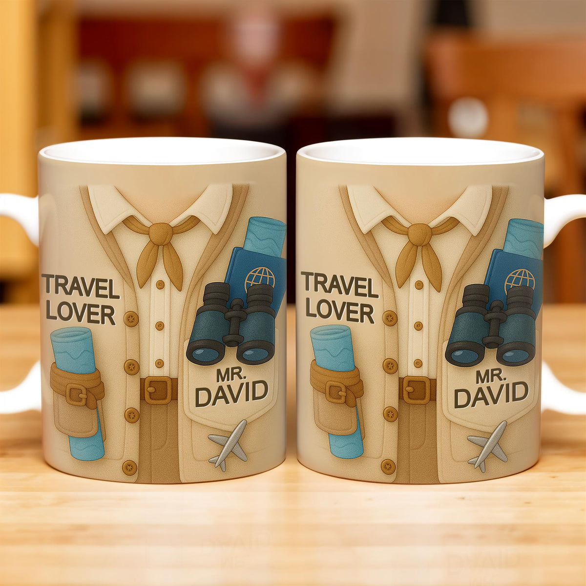 Travel Lover, Shirt, Tie, Binoculars, Map, Airplane, Personalized Travel Mug, Gift For Explorers