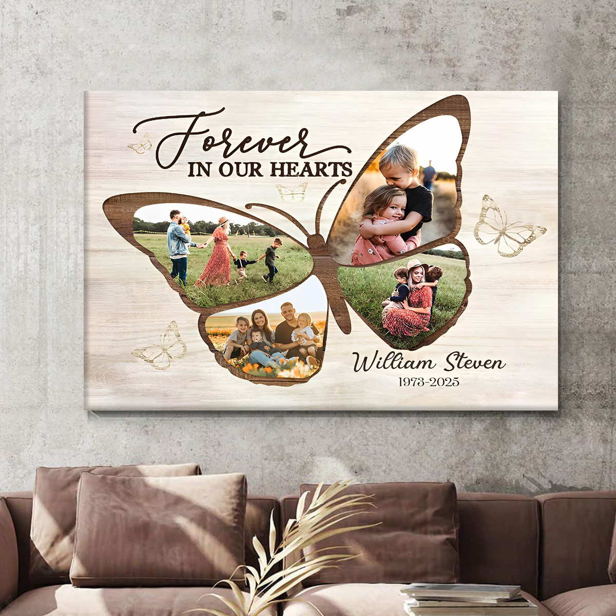 Personalized Butterfly Memorial Gifts, Memorial Gifts for Loss of Mother, In Loving Memory Canvas Poster