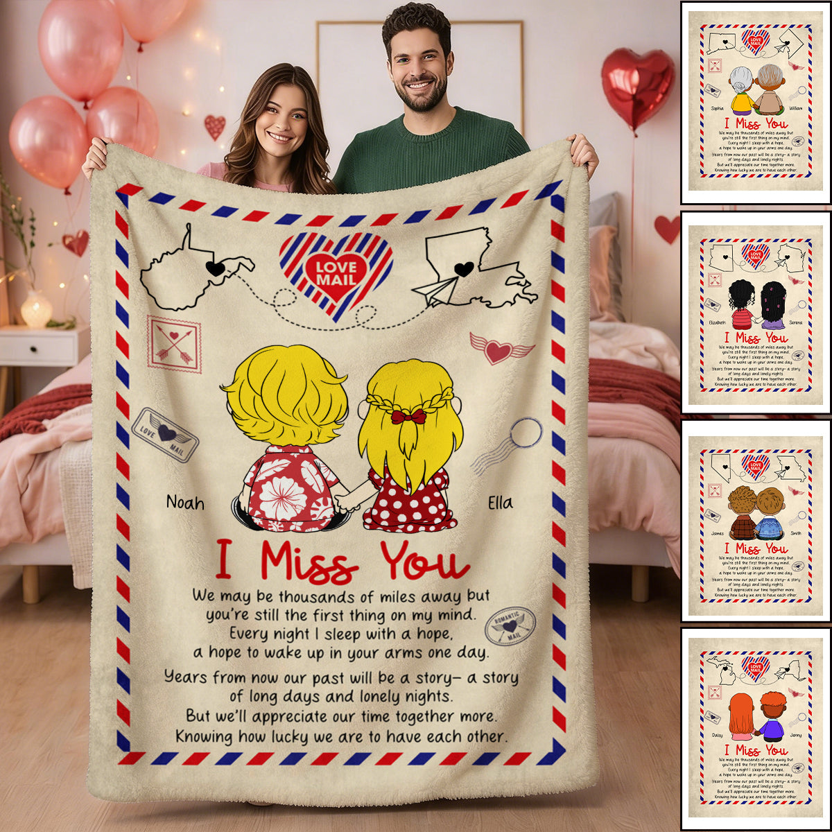 Personalized Love Mail Blanket Unique Valentine's Day Gifts for Couples