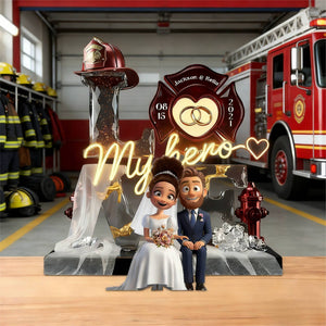 Firefighter Wedding Couple - Personalized Acrylic Plaque Gifts For Husband, Wife