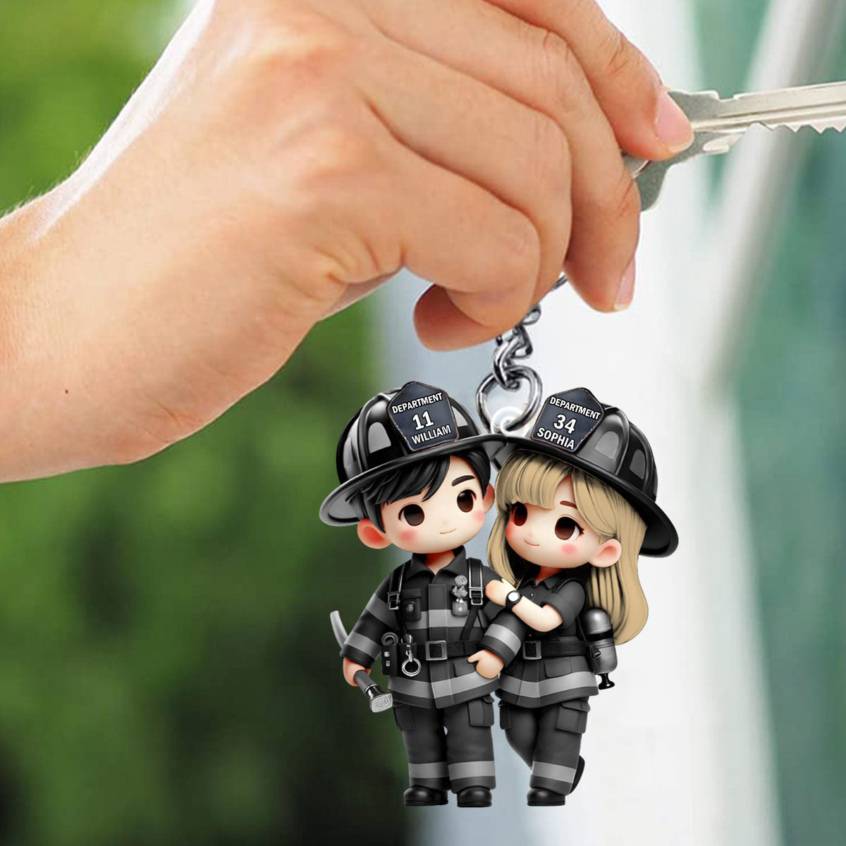 Personalized Gifts For Couple Keychain Firefighter Couple