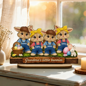 Grandma's Little Bunnies - Personalized Wooden Plaque - Easter Gift for Grandma