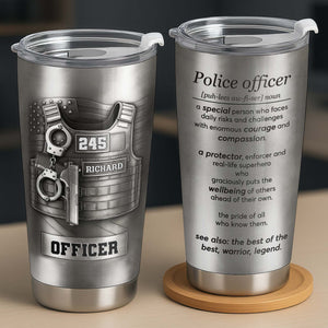 Police Officer, A Protector And Real-Life Superhero, Personalized Stainless Steel Tumbler, Gift For Law Enforcement
