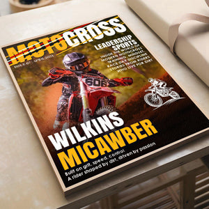Personalized Motocross Magazine Cover Poster, Gift for Motocross Lovers, Custom Dirt Bike Rider Photo Gift