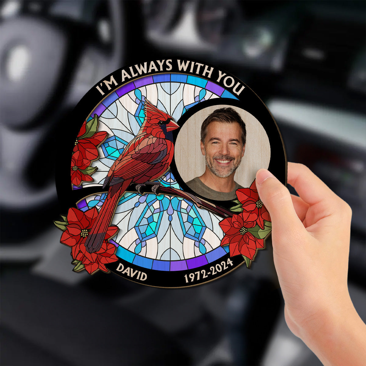 Personalized Photo Car Visor Clip - Loving Memory Forever In My Heart