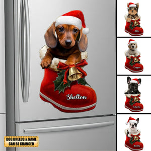 Personalized Dog in Santa Boot Christmas Decal