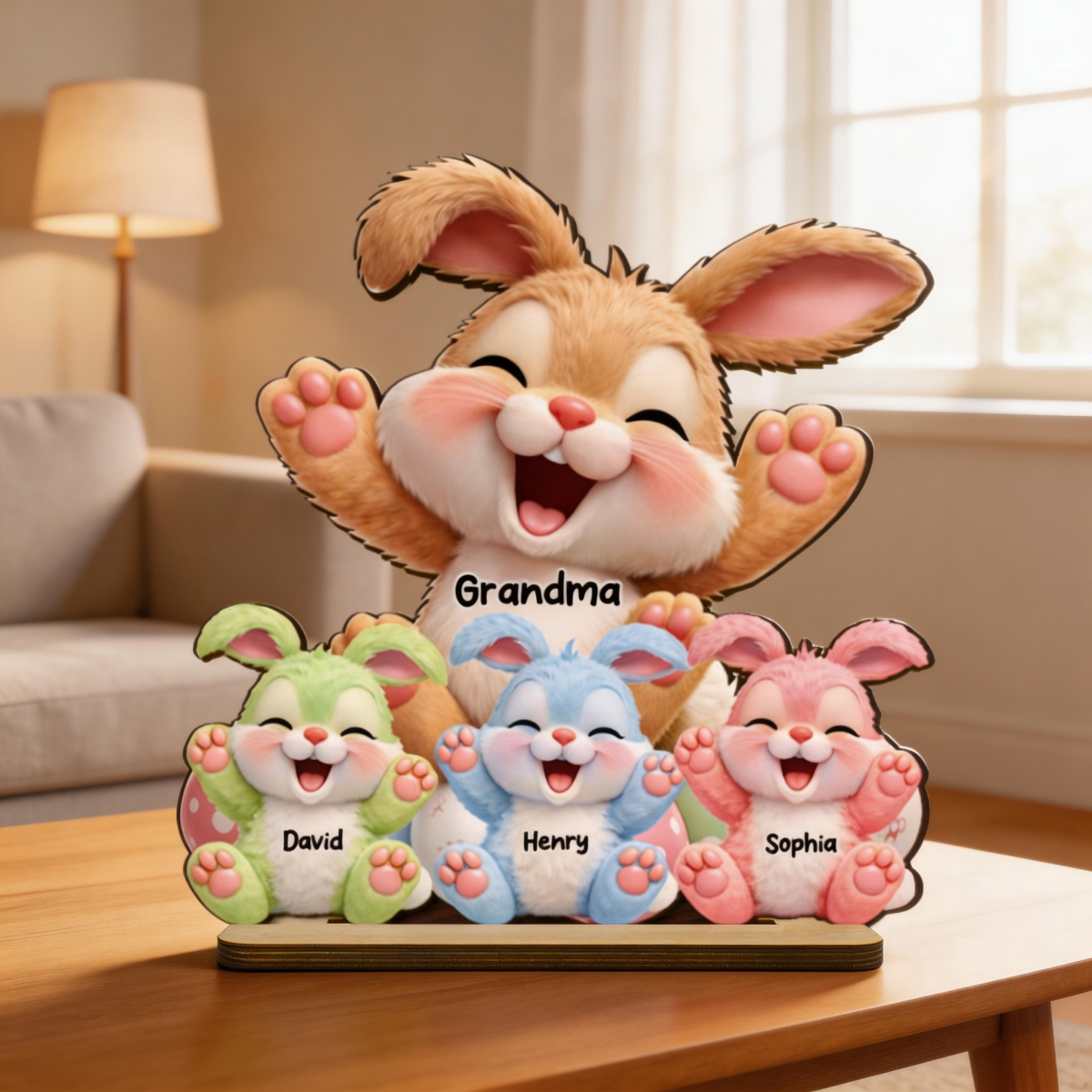 Grandma Bunny Easter Eggs - Personalized Wooden Plaque - Easter Decor for Grandma