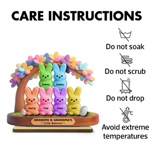 Colorful Happy Easter Grandma Little Bunnies - Personalized Wooden Plaque