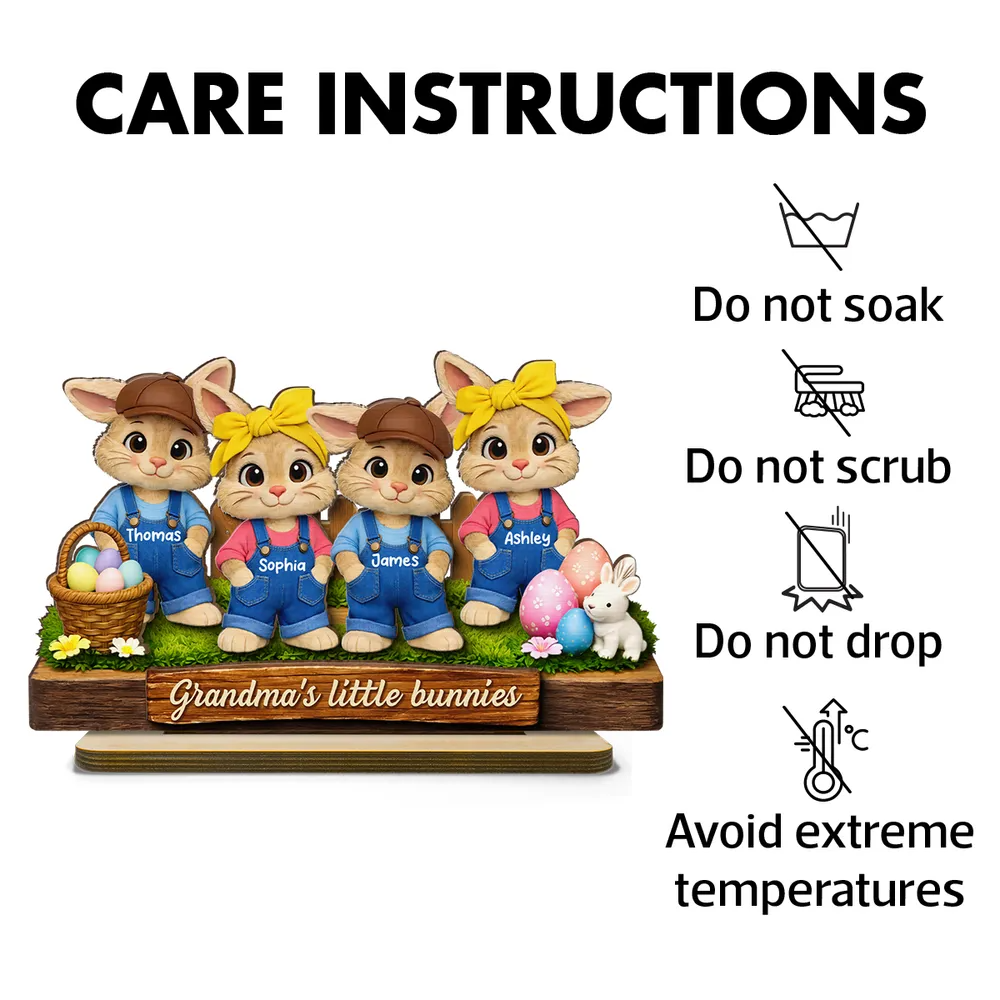 Grandma's Little Bunnies - Personalized Wooden Plaque - Easter Gift for Grandma