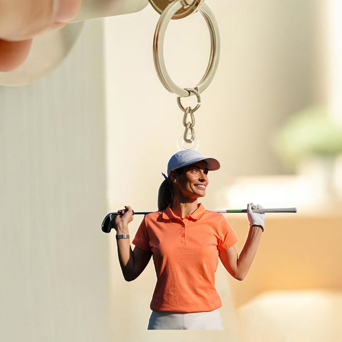 Personalized Custom Photo Keychain, Gift For Dad, Grandpa, Golf Lovers