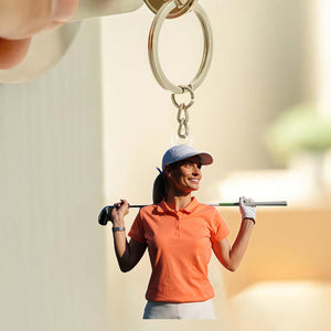 Personalized Custom Photo Keychain, Gift For Dad, Grandpa, Golf Lovers