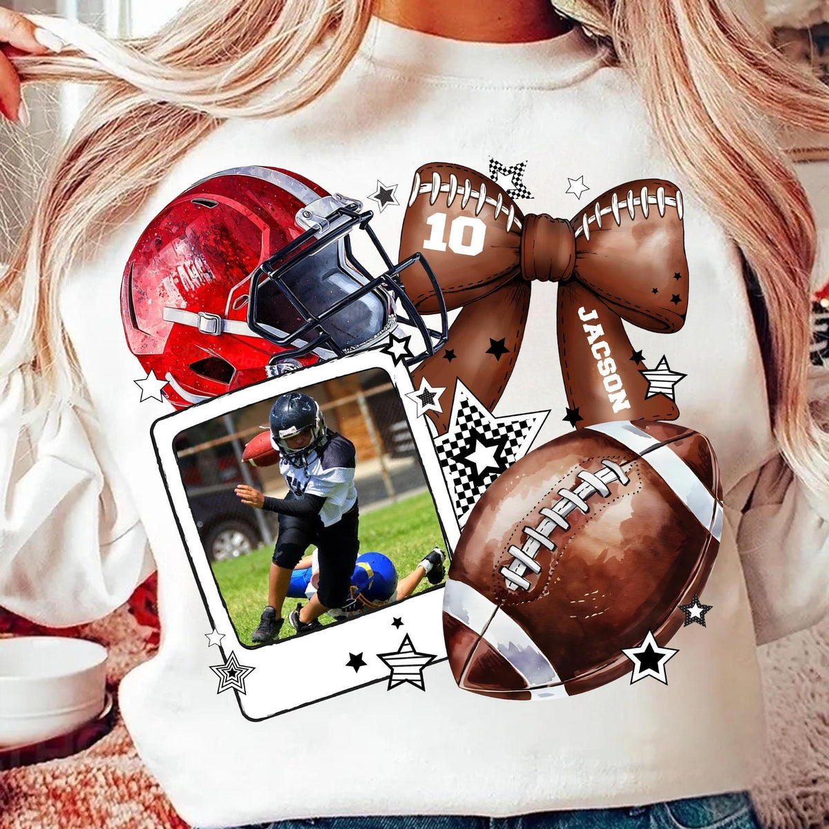 Custom Football Photo Personalized Sweatshirt Gift For Football Mom