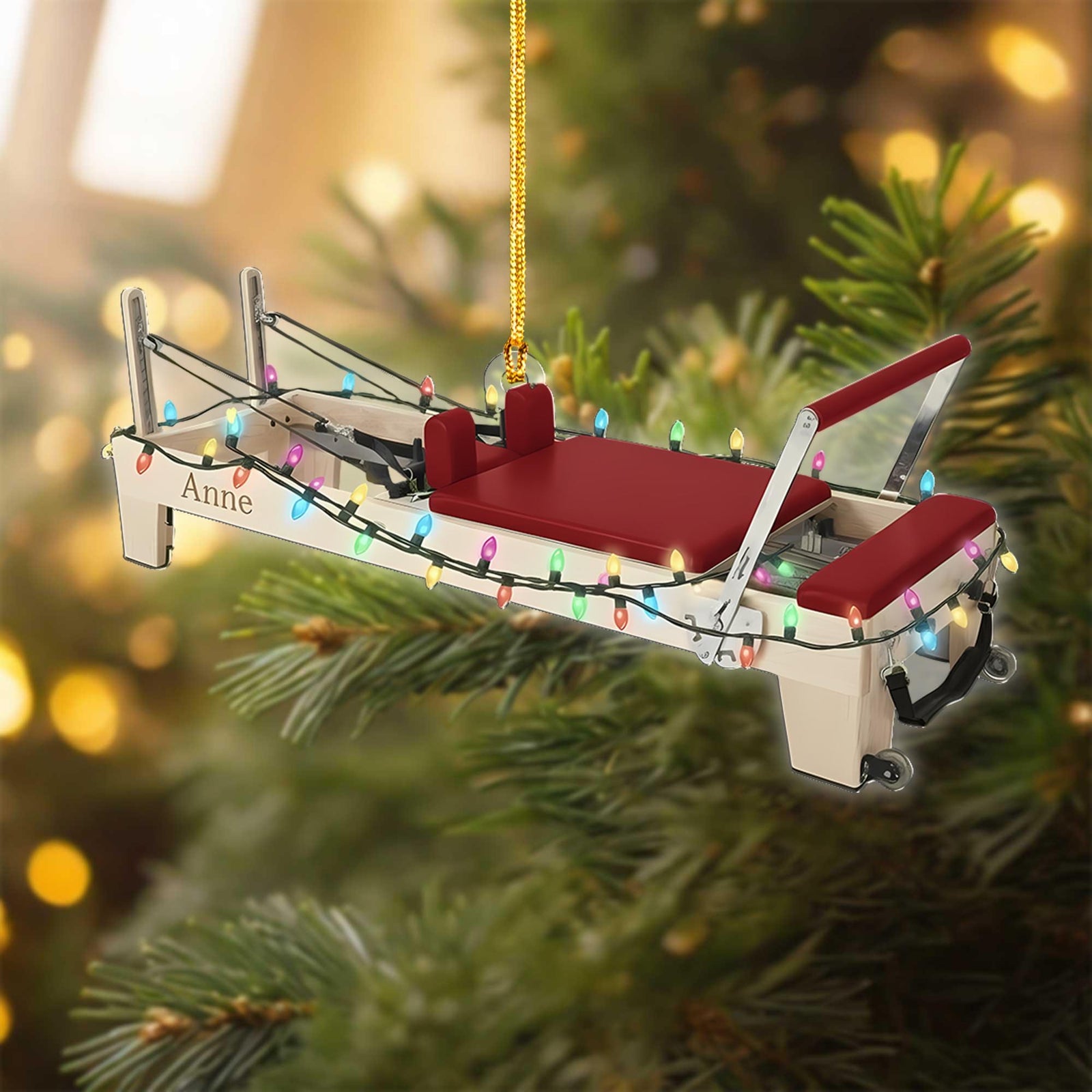 Custom Mini Pilates Reformer Christmas Ornament, Fitness Studio Decor, Unique Exercise Gift For Instructor