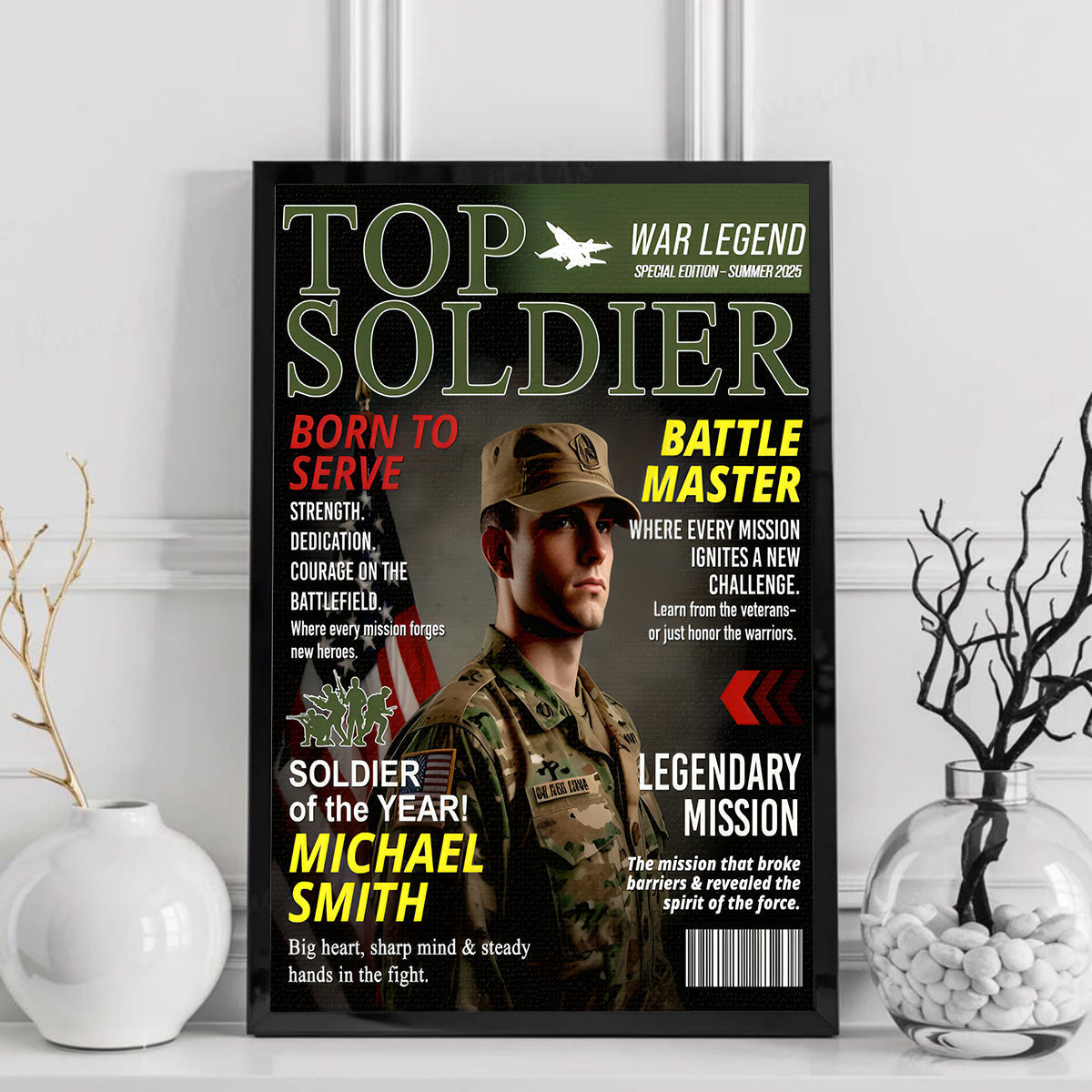 Army Gift Soldier Custom Magazine Cover, Personalized Solider Magazine Cover, Army Retirement Gift for Navy Marine Air Force, Army Gift for Him