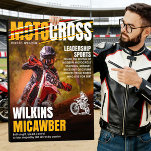 Personalized Motocross Magazine Cover Poster, Gift for Motocross Lovers, Custom Dirt Bike Rider Photo Gift