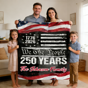 250 Years America 250th Birthday 1776-2026 Personalized Blanket Gift for Family
