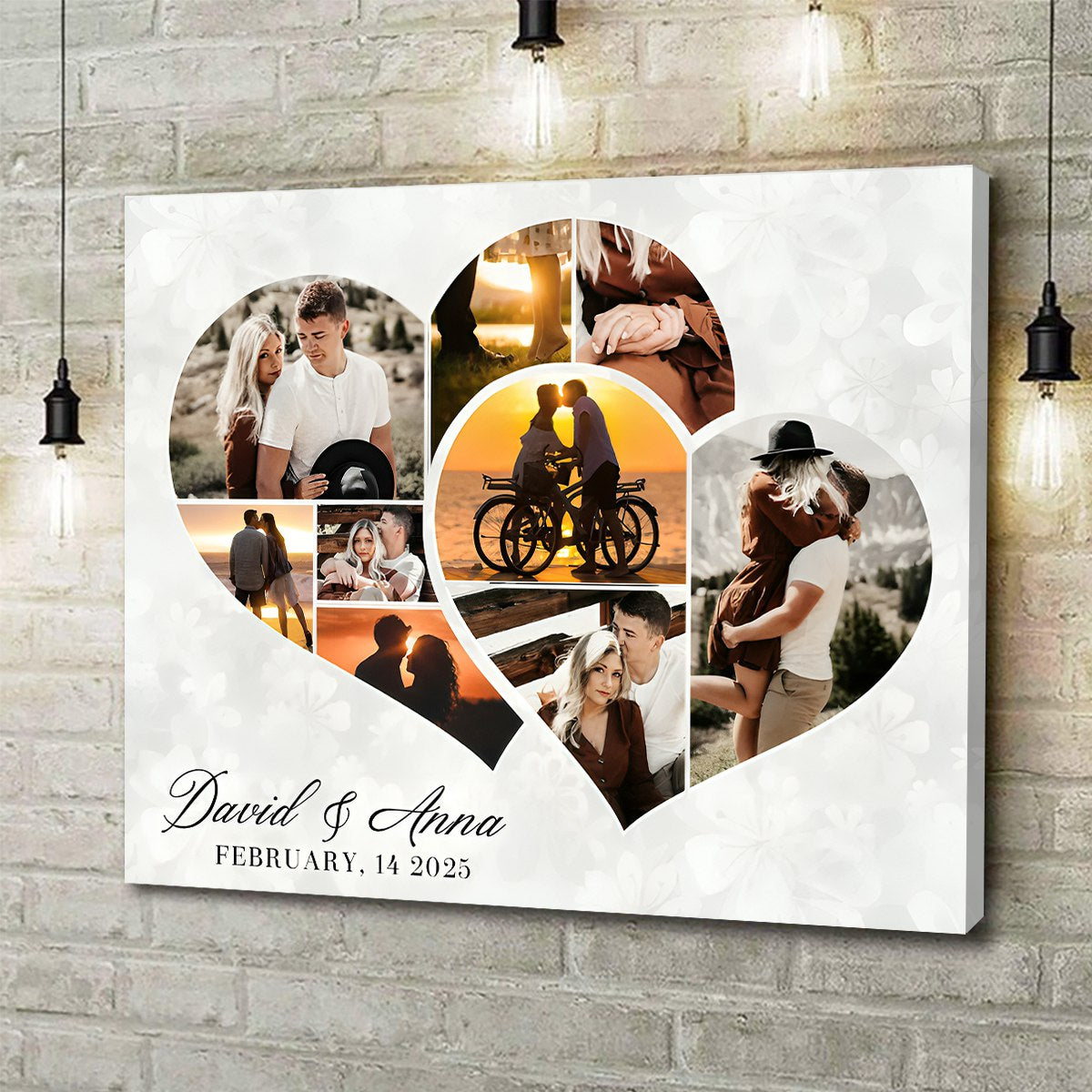 Two Hearts Entangled Photo Collage Canvas, Love Story Collage Gift, Personalized Anniversary Gift For Couples