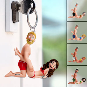Playful Cute Couple Keychain - Personalized Gift For Couples