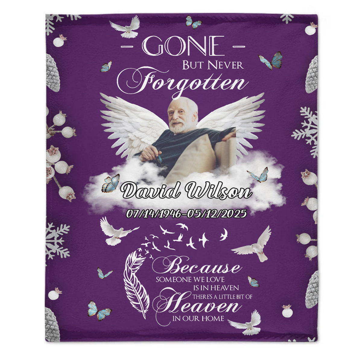 Custom Photo In Loving Memory Memorial Blanket -  Personalized Blanket Gifts for Loved one